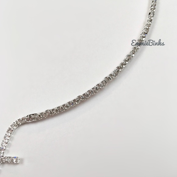 New Dual Cross Rhinestone Open Cuff Choker Collar Necklace - Picture 4 of 13